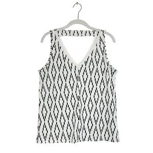 Banana Republic Factory Sleeveless Cutout Blouse in White/Black - Sz XS